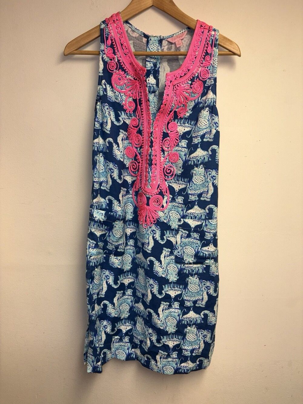 Lilly Pulitzer CARLOTTA STRETCH SHIFT DRESS Deep Indigo Joy Ride Sz 4